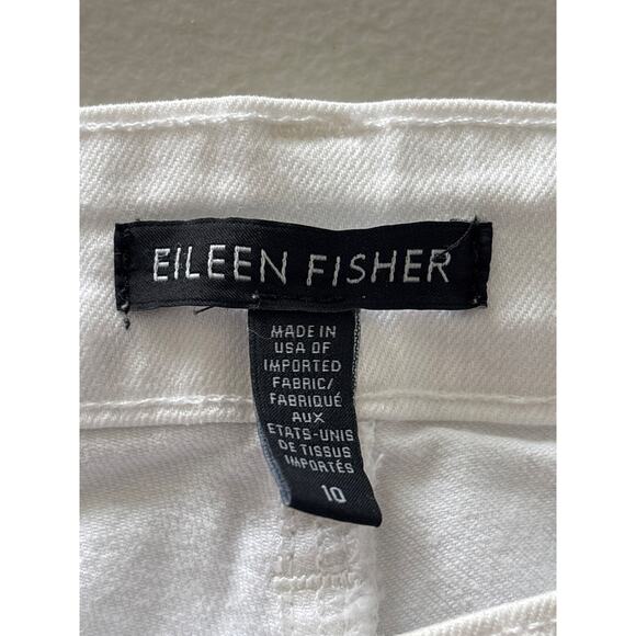 Eileen Fisher Women's Size 10 White Mid Rise Tapered Casual Everyday Denim Pants - Picture 3 of 10